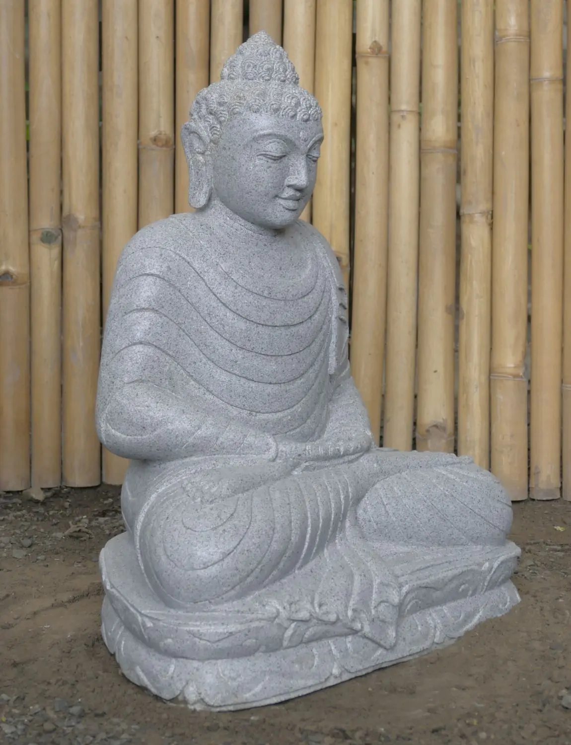  Product image 6 of the product “Seated Buddha made of Riverstone in Dhyana position - gesture of meditation, H.62 cm, natural. ”